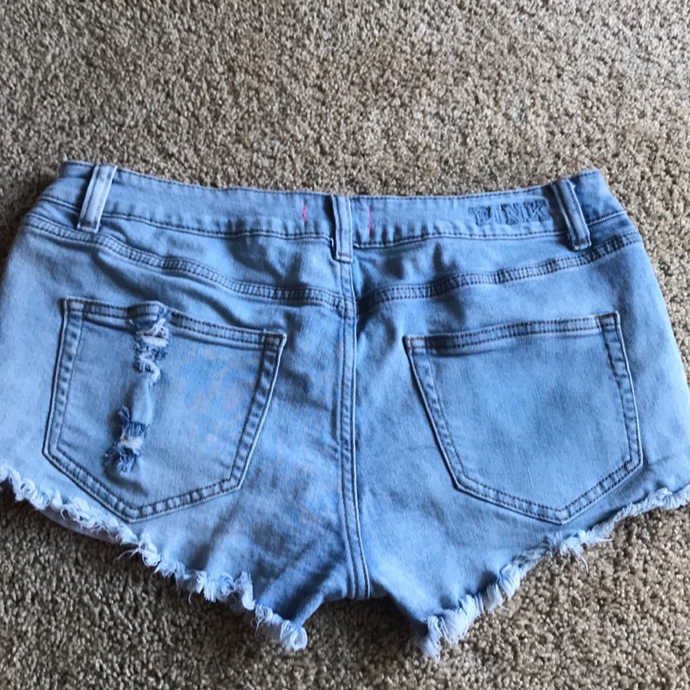 Pink denim shorts